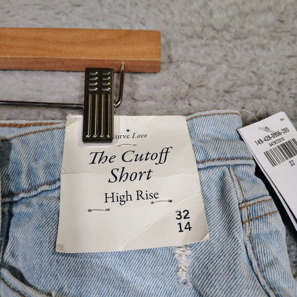 Abercrombie & Fitch The Cutoff Short Women's 32/14 Blue curve Love High-Rise NWT - Picture 3 of 13